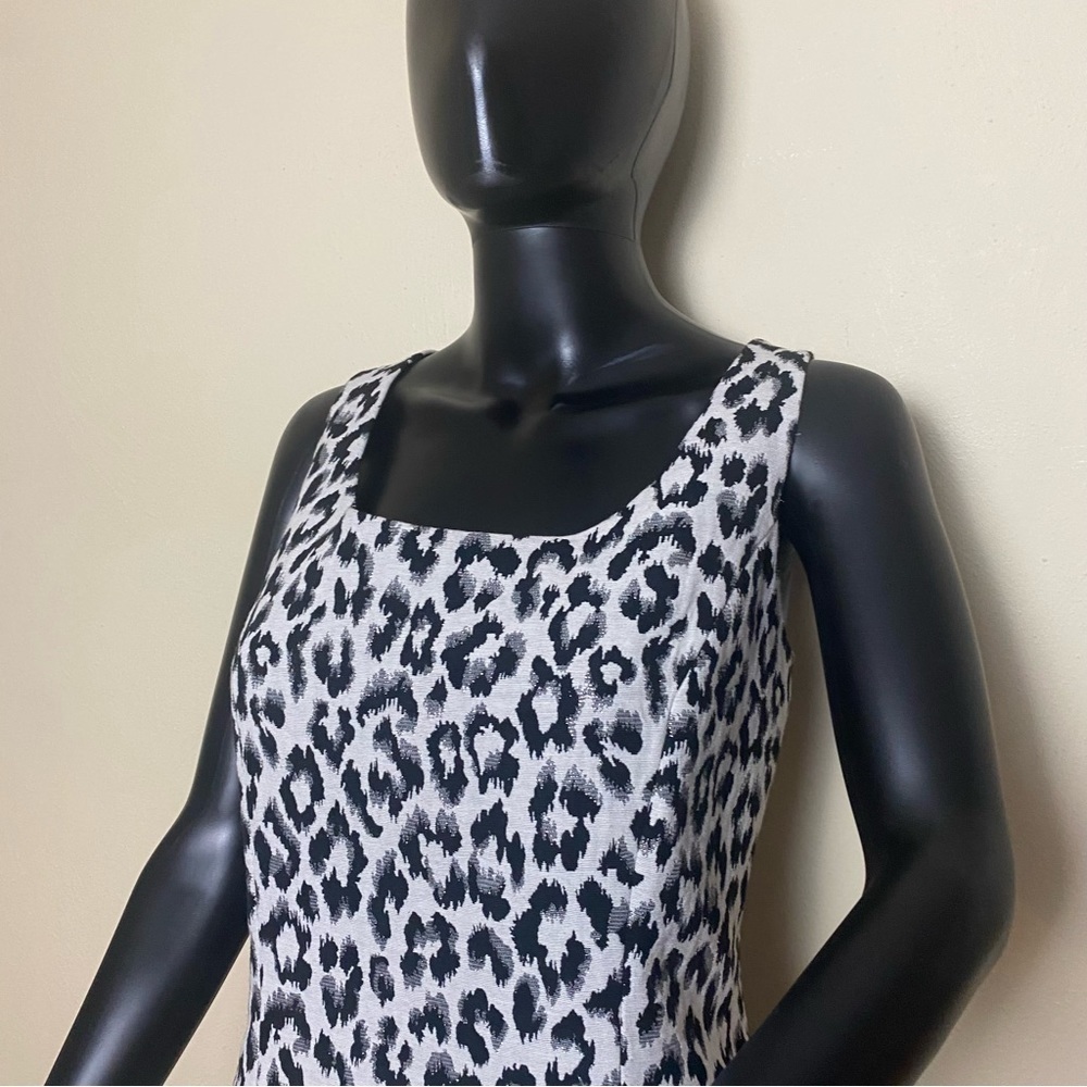 Isabella De Marco Shimmery Leopard Print Black White Gray Pencil Dress Sz 10 - Picture 3 of 11